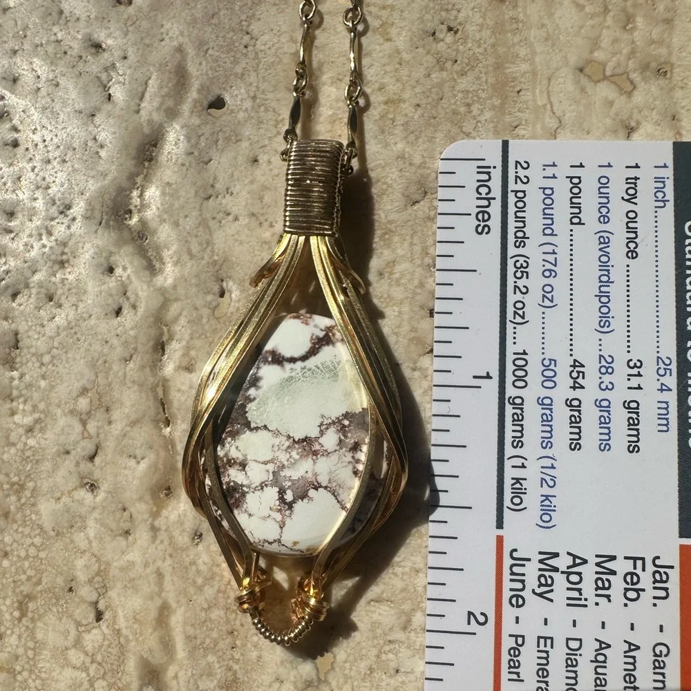 Crazy Horse Stone Necklace Pendant in grounding copper and 14k Gold Fill